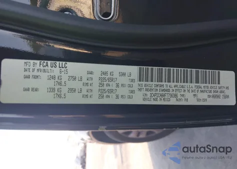 2015 Dodge Journey American Value Pkg из США, поврежденный, VIN 3C4PDCAB0FT736386